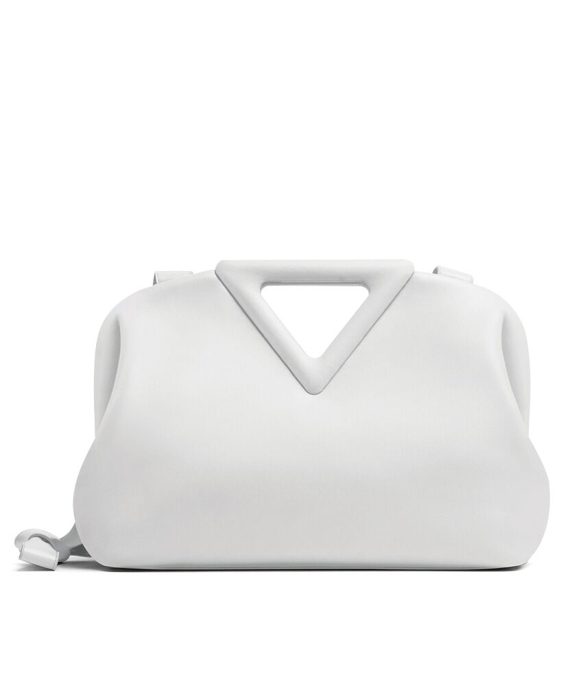 Bottega Veneta Point Leather Top Handle Bag White